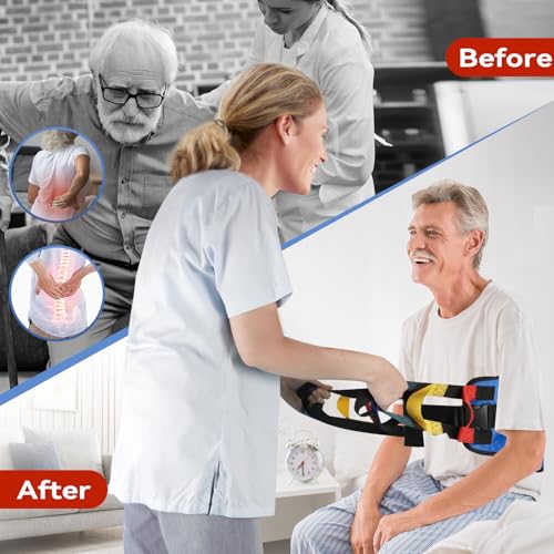 KkaFFe Multi-Handle Transfer Sling Lifting Seniors, Transfer Nursing Sling Lifting Disabled, Safer Transfer Boards, Advanced Transfer Belts Lifting Seniors, Gate Belt for Elderly (Blue)