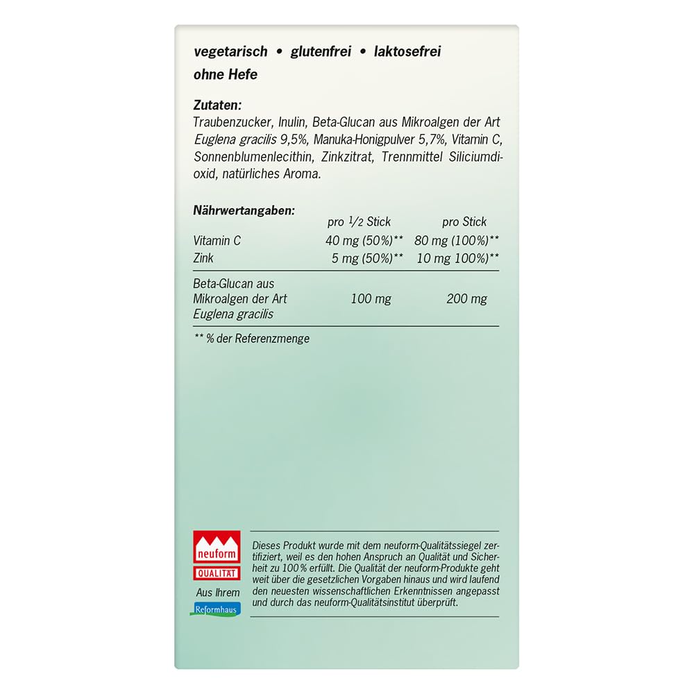 Alsiroyal Immun-Alge PLUS Manuka MGO 350+ DIREKT (40 Sticks) - Nahrungsergänzung mit Beta-Glucan aus Euglena gracilis, Vitamin C & Zink - Praktische Direkt-Sticks für unterwegs