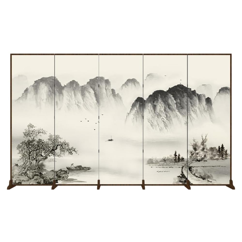 Privacy Screen Retro Chinese Screen Partition for Living Room Entrance Decoration Tea Background Zen Landscape Folding Room Divider