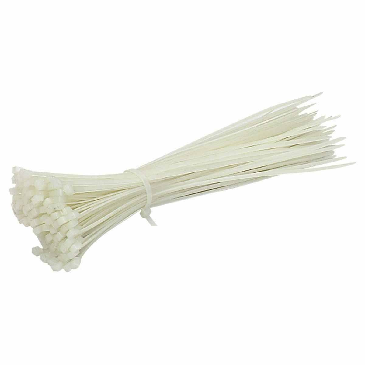 100 Pack Cable Ties 300mm x 4.8mm Nylon Plastic Strong Zip Tie Wraps (Natural/White)
