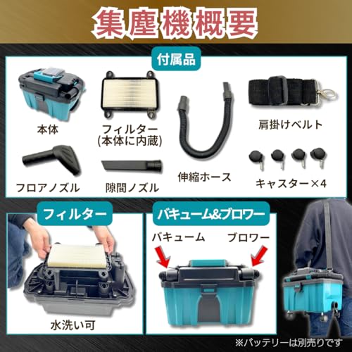 Longsafe マキタ互換 集塵機 SYU01-BL の商品画像 5