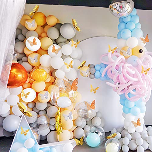 Image of SAOROPEB 3D Butterfly Wall Decor, 72 Pcs 3 Styles 3 Sizes, Removable Metallic Wall Decor Sticker Room Mural Decals for Kids Bedroom Nursery Classroom Party Decoration Wedding Decor DIY Gift (3 Color)