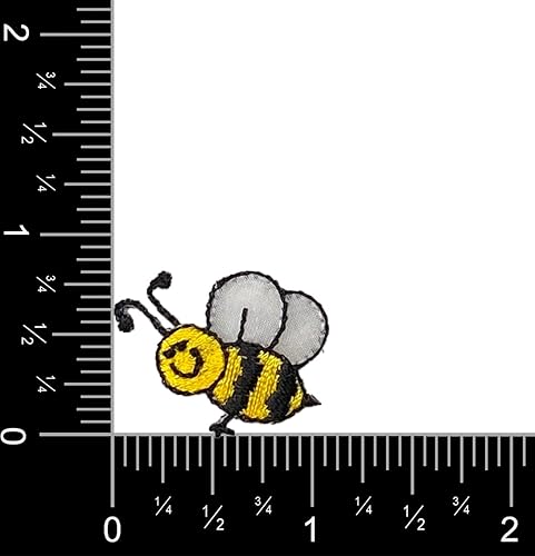 Miniatura 2 de Pequeña abeja sonriente, volando a la izquierda, en miniatura, parche bordado para planchar (3)