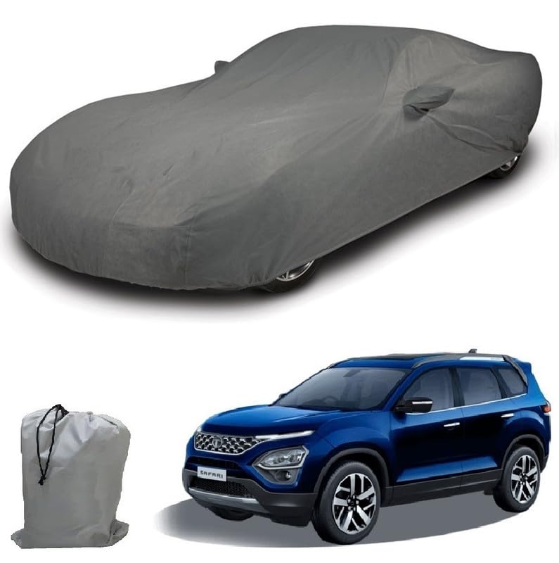 Image of ARCUATE Triple Layer Custom fit Car Body Cover for Tata Safari New |Top Layer Dustrproof | Middle Layer Waterproof | Bottom Layer Scratch Protection | Outdoor Indoor Fabric