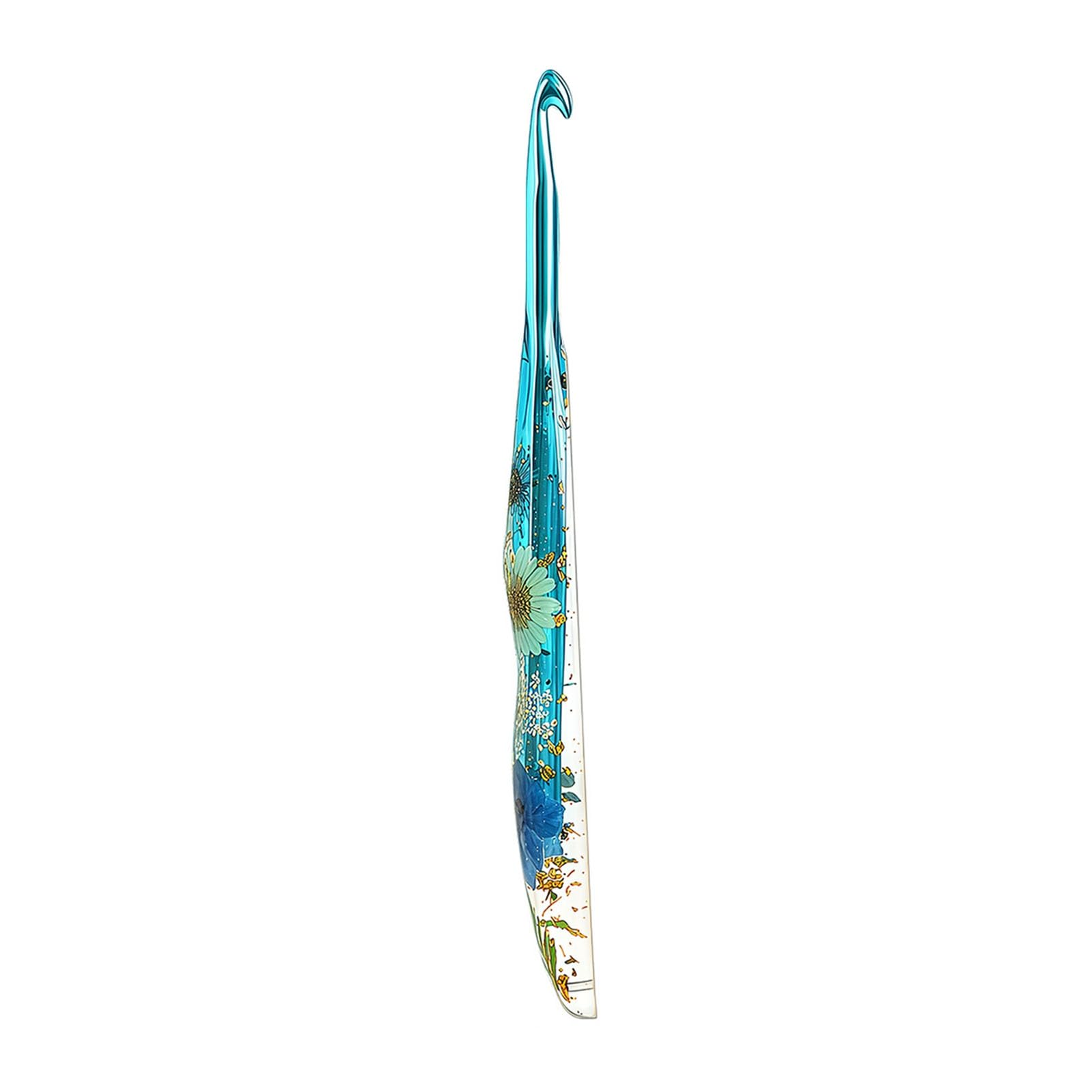 RetroNest Ergonomic Crochet Hook with Dried Flower Resin Handle,2.0mm-8.0mm Smooth Aluminum Head for Comfortable Knitting,Ideal Crafting Tool for Blankets Scarves and Dolls 18cm Long 7mm