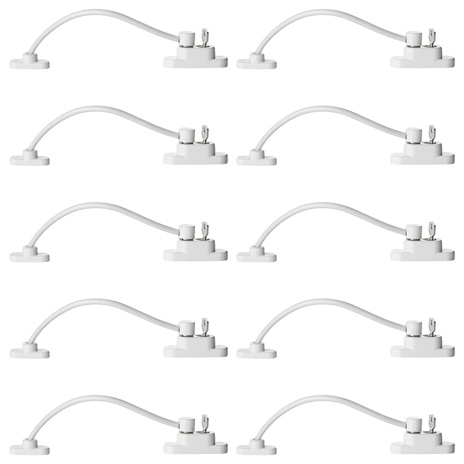 Nihuifdpy 10Pcs Window Door Restrictor Security Lock, Child Baby Security Wire Cable With Screws Keys, Self Adhesive For Upvc No Drilling Window Locks, Pet Child Safety Cable Lock For Childproof(10Pcs)