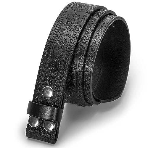 Image of UTOWO Men Women Retro Belt Strap without Buckle 1.5 inch Wide Classic Western Embossed PU-Leather Belt for Jeans
