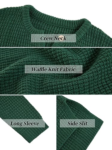 Image of rrhss Girls Waffle Knit Sweaters Trendy Henley Button V Neck Long Sleeve Pullover Jumper Tops