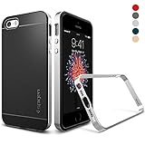Spigen Neo Hybrid iPhone SE Case with Flexible Inner Protection and Reinforced Hard Bumper Frame for iPhone SE 2016 - Satin Silver