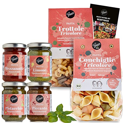 Gepp’s Feinkost Geschenkkorb Pesto Tasting I Geschenkset mit italienischen Spezialitäten I Mit Booklet, Pasta & Pesto-Varietäten I Pesto Limone, Mezzanotte, Piccante und Pistacchio & Minze Cover