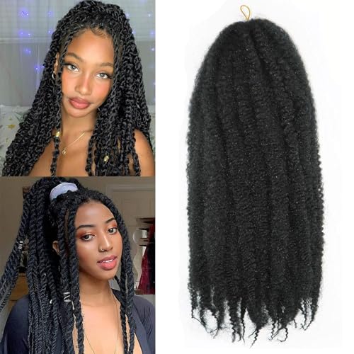XIMENALU Marley Twist Braiding Hair Afro Kinky Curly Cuban Twist Hair Marley Twists Crochet Braids Synthetic Senegalese Twists Crochet Hair Extensions for Women (1b