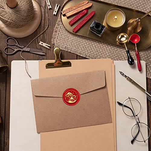 CRASPIRE Mushroom Wax Seal Stamp Star 30mm 1.18inch Removable Brass Head Sealing with Wooden Handle for Invitation Envelope Cards Gift Scrapbooking - Image 3