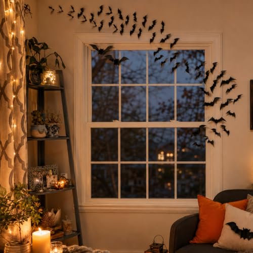 Oeyliz Bats Halloween Decorations Halloween Bats Wall Decor Sticker - image 4