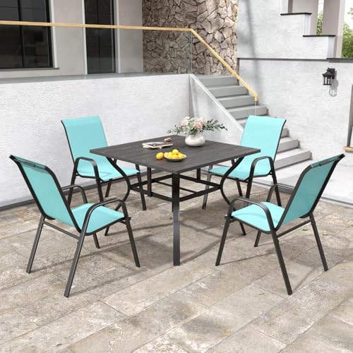 Image of Patio Chairs Set of 4, Stackable Outdoor Dining Chairs for All Weather Textilene Fabric & Metal Frame, Outdoor Chairs Set for Backyard Deck Garden