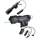 AWETHE Metal ML C1+ Box Laser Sight(with IR+Red/Green/Blue Laser+IR Fill Light+220 Lumens LED Flashlight),&M600C Strong Flashlight,&Modular Remote Pressure Switch(SF+2.5 Plug) Combo,Black