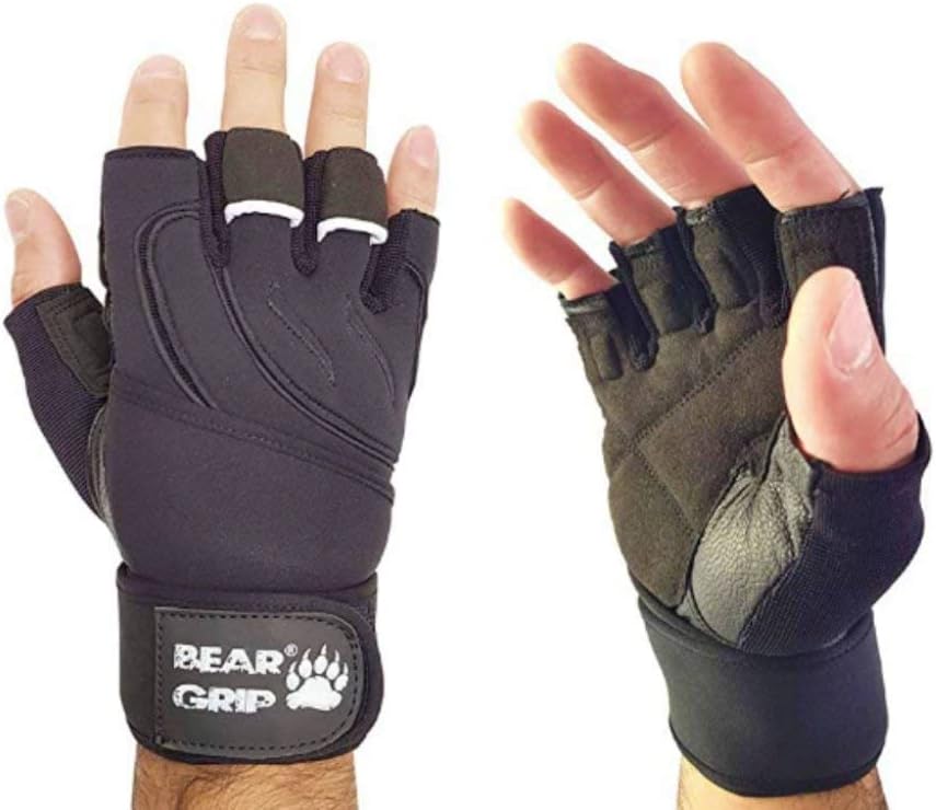 BEAR GRIP - weight lifting gloves with wrist support wraps