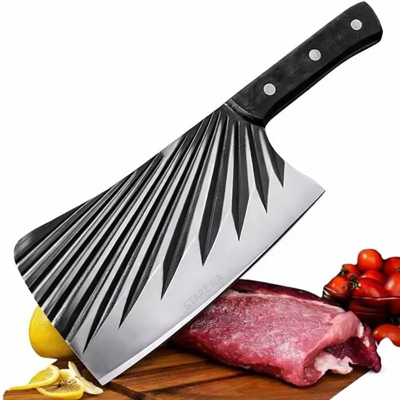 Japanese Meat Knife Meat Cleaver 8' Inch Chef Knife Meat Bone Chopping Knife Multipurpose Heavy Duty Kitchen Knife for Kitchen and Restaurant, Forged High Carbon German Steel Blade