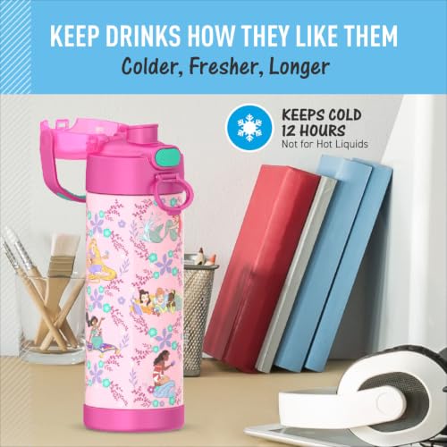 Image of THERMOS FUNTAINER 16 Ounce Stainless Steel Vacuum Insulated Bottle with Wide Spout Lid, Princess