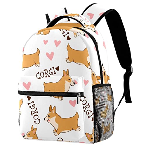 Sac à dos Corgi de style dessin animé avec bretelles rembourrées