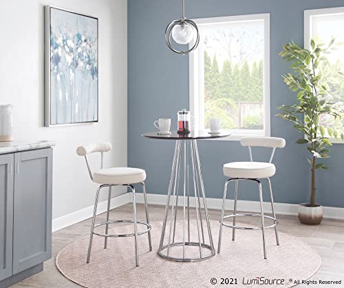 Lumisource Modern Home Decorative Furniture Canary Contemporary/Glam Counter Table In Chrome And Black Wood #TOP4