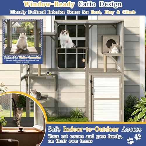 Image of PetsCosset 67 inch H Large Walk-in Catio Outdoor Cat Enclosure with Storage