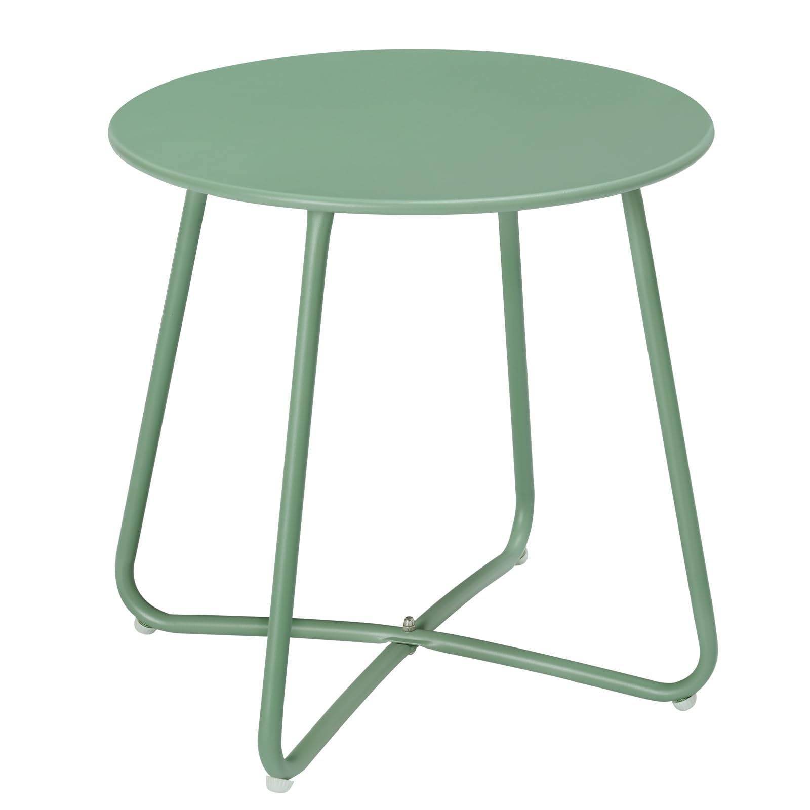 eSituro Tavolo da Giardino, Tavolino da Divano, Tavolino Salotto Rotondo, Tavolino da Balcone, per Interni ed Esterni, Terrazzo, Soggiorno, in Metallo,Verde, Ø48xH45 cm