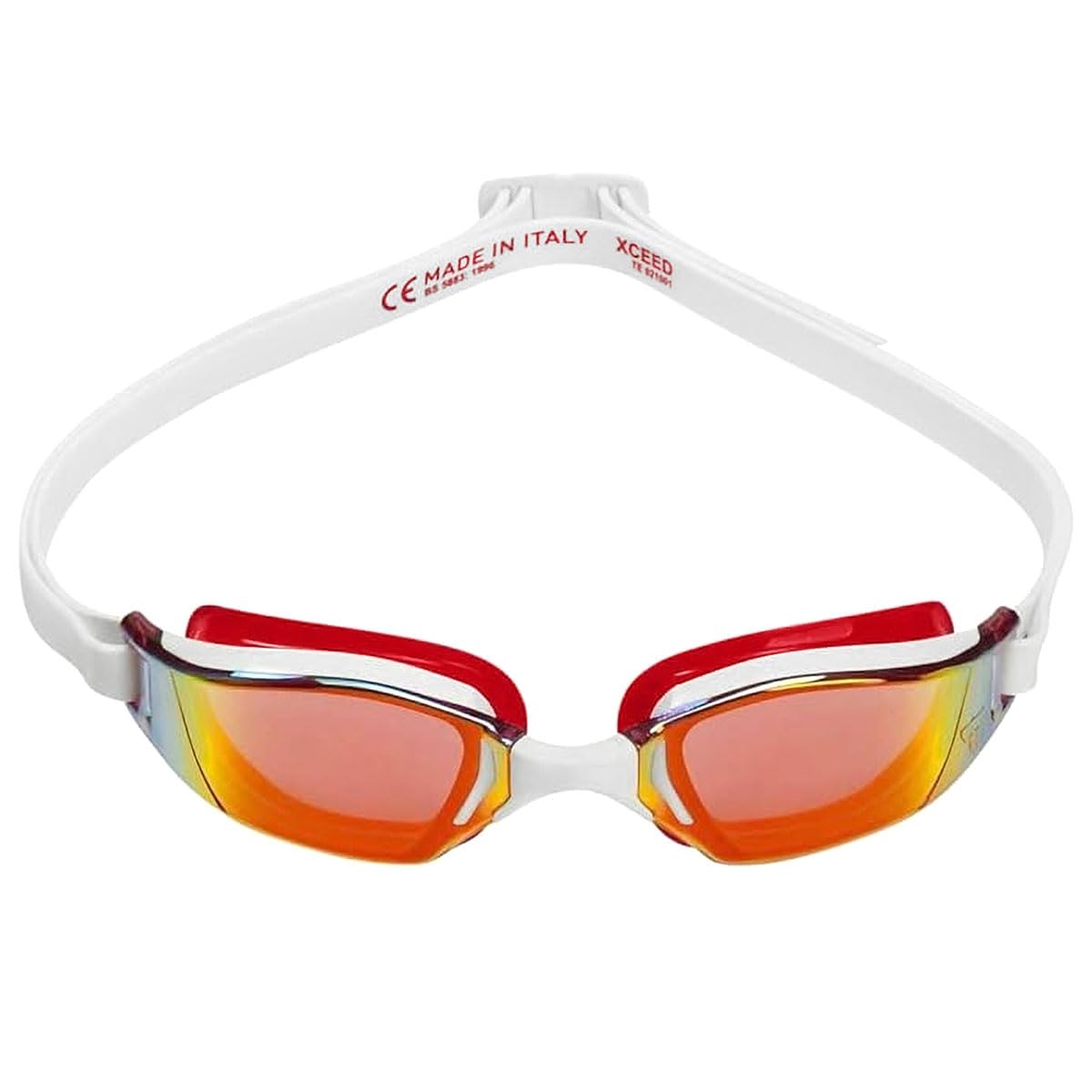 Occhiali da nuoto in titanio a specchio, edizione limitata, lenti rosse/rosso/bianco