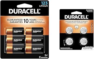 Duracell 123 3V Lithium Battery, 6 Count Pack, CR123A 3 Volt High Power Lithium Battery & 2032 Battery, CR2032 3v Lithium Coin Battery, 4 Count (Pack of 1)