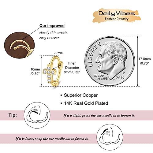 Small Gold Hoop Earrings for Women 14K Gold Plated Hoops Tiny Hypoallergenic Cubic Zirconia Cartilage Huggie Hoop Earrings for Women2