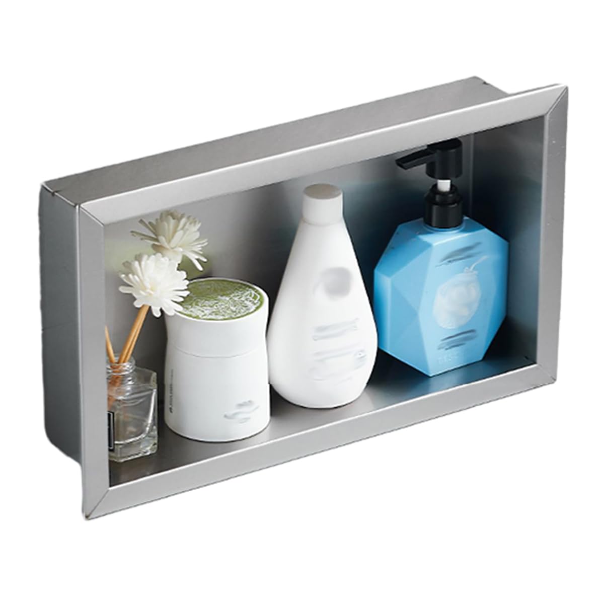 Caja empotrable para ducha, impermeable, para champú, jabón y artículos de tocador, fácil de instalar, no necesita azulejos, diseño único, Lar Capaci