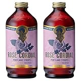 Portland Syrups Rose Cordial Syrup - Craft Exquisite Floral Beverages for Cocktails, Mocktails, Soda, and More - 12 oz with 24 Servings (Pack of 2)