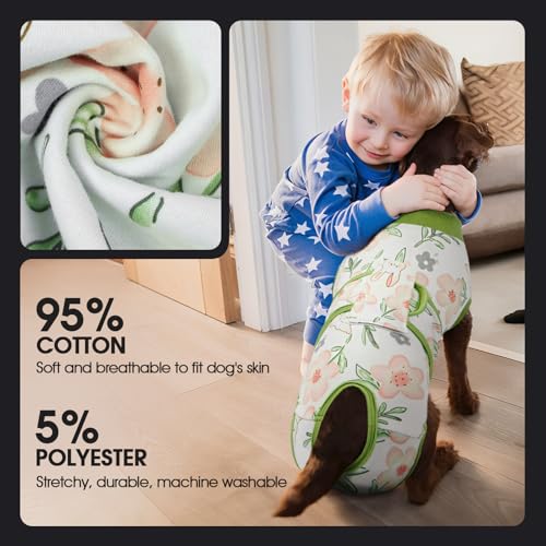Image of FUAMEY Dog Recovery Suit Male,Dogs Surgery Neuter Suits Puppy Spay Shirts for Female Protect Dog's Skin Anti Licking Abdominal Wounds Doggie Onesie Pet Bodysuit Alternative to Cone Rabbit Flower S