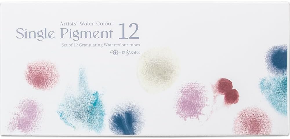 Kusakabe 314054 Watercolor Single Pigment Watercolor Granulation, Set of 12 Colors