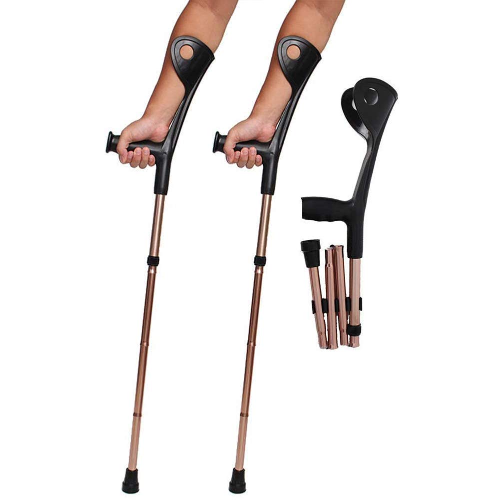 BJH 2pcs Muleta Codo Plegable, Aleación De Aluminio, Cuatro Pliegues, Codo, Antebrazo Muleta Codo Muletas Asistencia De Aluminio Ultraligero Plegable con Mango Cómodo, Bastón para Caminar HGCHH