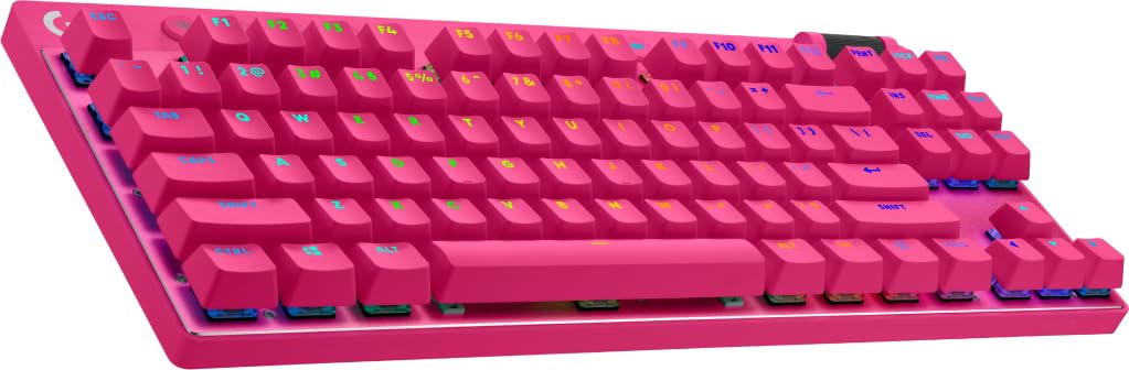 Logitech G PRO X TKL LIGHTSPEED tastiera gaming wireless, design ultraportatile senza tastierino numerico, LIGHTSYNC RGB, tasti PBT, switch tattili (GX Brown), US International QWERTY, PC - Magenta