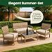 Minifactory 4-Piece Weatherproof Polyrattan Garden Furniture Set, Compact Outdoor Patio Seating Group with 2 Armchairs, Bench, Table & 3 Cushions, Rattan Sofa Set for Garden, Balcony (Gradual Yellow)