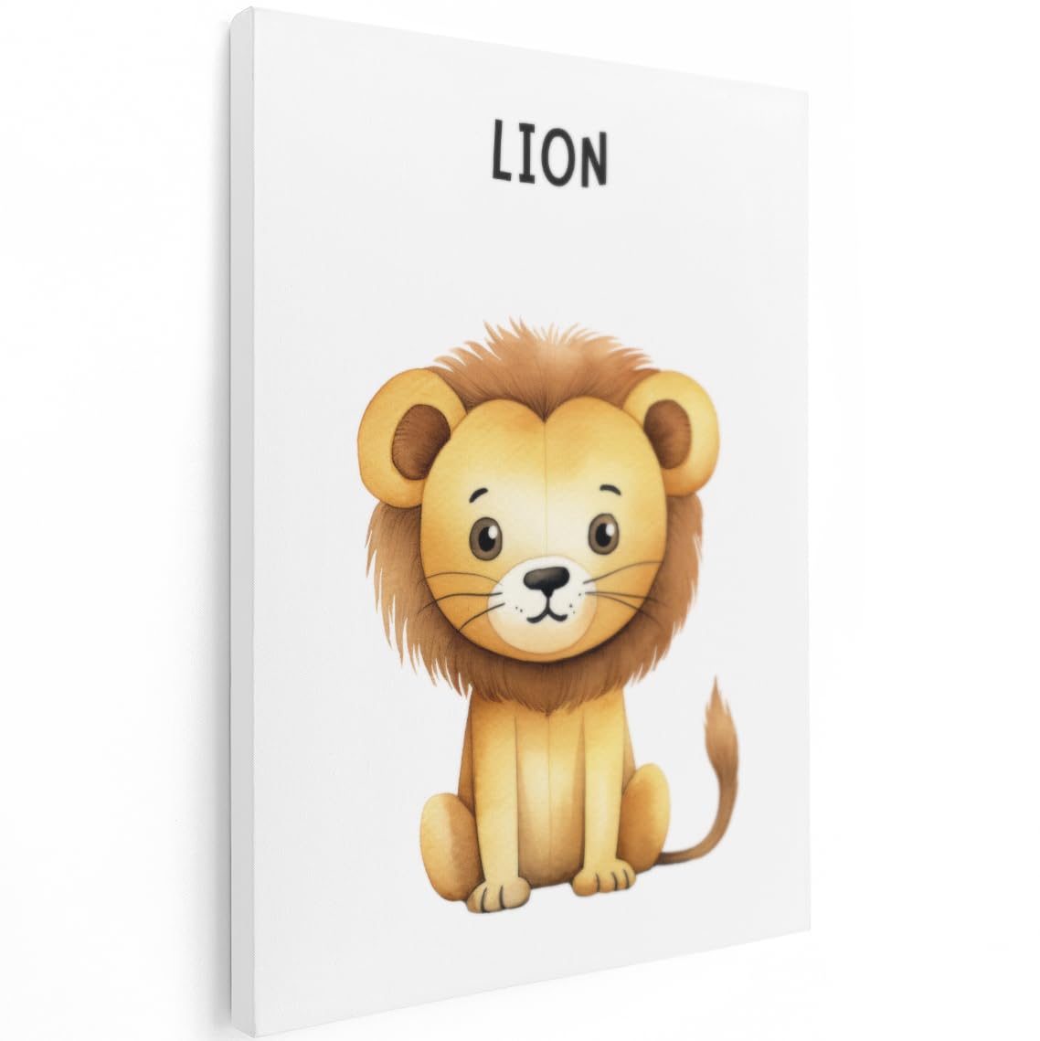 Artaza Tableau Décoration Murale Lion - 60x80 cm - Deco Murale Chambre Enfant - Peinture Animaux Aquarelle - Impression Sur Toile