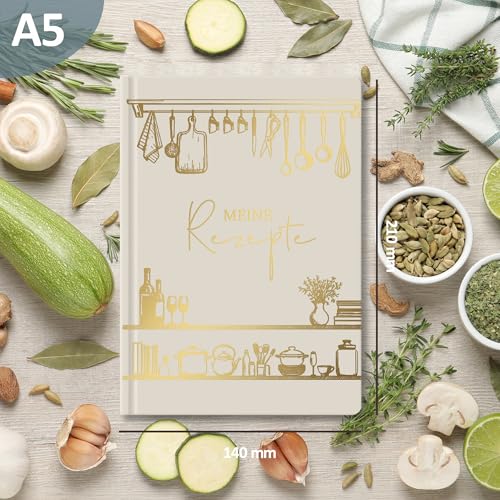 BIROYAL Rezeptbuch zum Selberschreiben A5, Kochbuch Selbst Schreiben, Rezeptbuch für 100 Lieblingsrezepte, Kochbuch zum Selberschreiben, Recipe Book Backbuch Schreiben, Rezepte Buch zum Ausfüllen