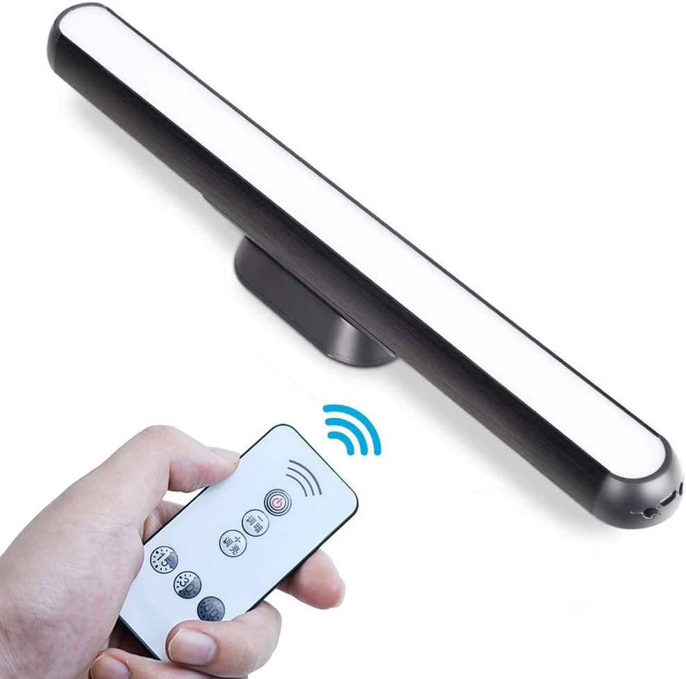 LMTIC Remote Control Led Light Bar, Dimmable Under Cabinet Light,Study Light, 2000Amh Wireless USB Rechargeable Closet Light Stick-on Anywhere Makeup Mirror Kitchen Bedroom Wardrobe