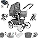 Friedrich Hugo Berlin | 4 in 1 Kombi Kinderwagen + ISOFIX | Luftreifen | Farbe: Grey and Light Grey Day
