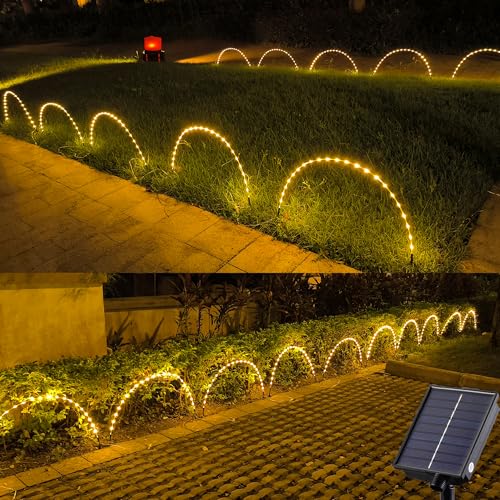 Tacobey Solarleuchten für Außen Garten, 5 Sätze Biegsame Röhrenleuchten, 115 LED Solarstecker Gartenleuchten Solar für Außen 8 Modi Solarlampen für Garten Rasen Auffahrt Gehweg Patio Deko (Warmweiß)