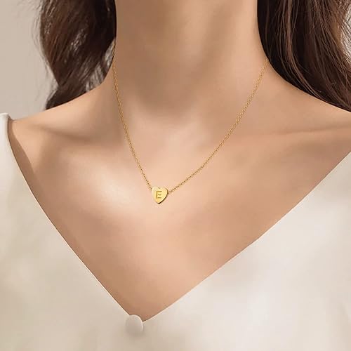 Miniatura 6 de OSNIE Collar con colgante del alfabeto de la A a la Z, chapado en oro de 14 quilates, con dije de corazón con inicial de letra mayúscula, día de la