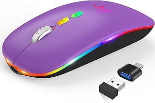 KBCASE Mouse for iPad, Wireless USB C Bluetooth LED Mouse, Type C Receiver,RGB Backlit Cordless Mice, Rechargeale and Noiseless, 3 DPI Adjustable for Laptop/Mac/iPad/Windows/Andriod/Computer