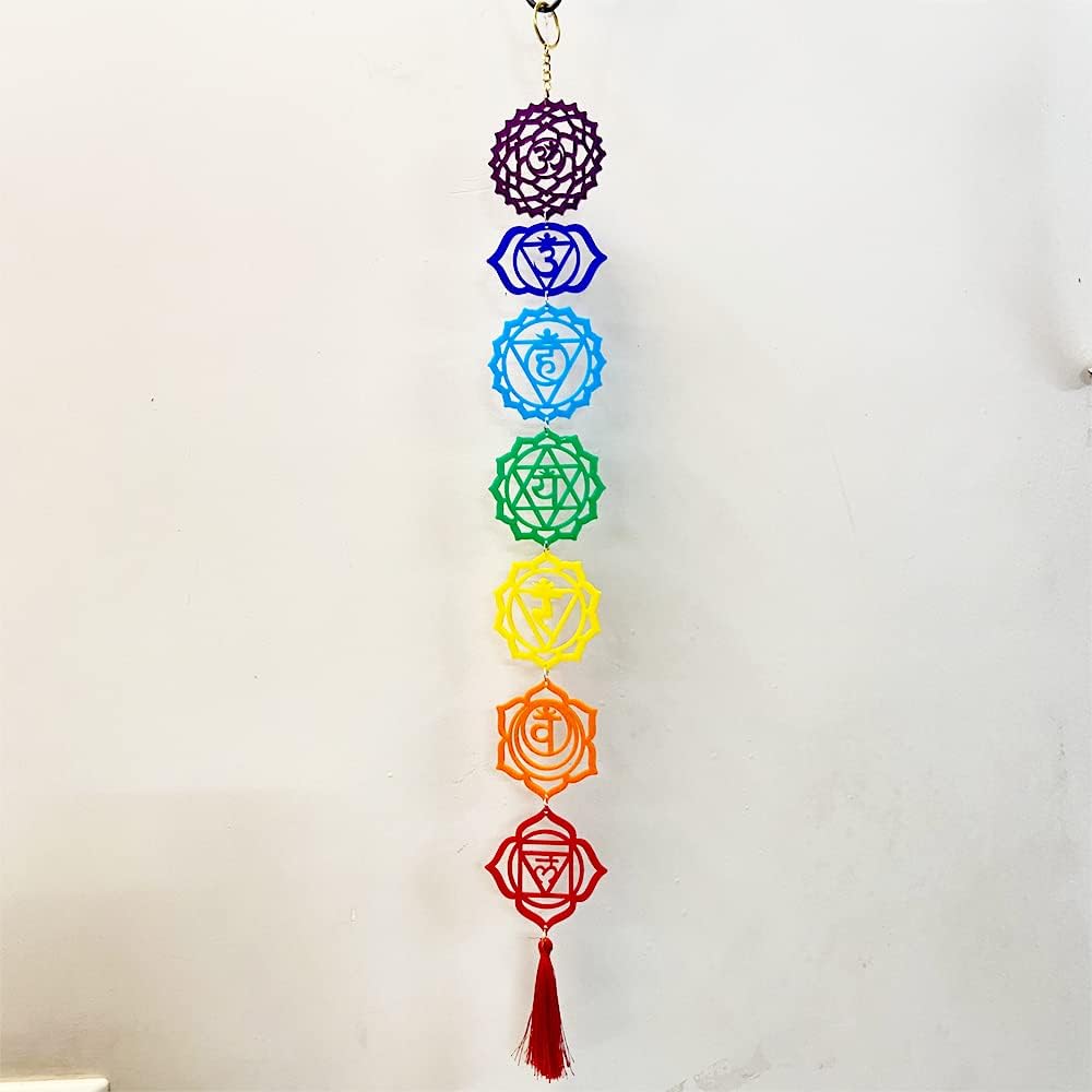 7 Chakra Acrylic Yoga Meditation Wall Hanging | Best for Reiki Healing | Wall Hanging for Home, Car & Door/Office Hanging for Good Luck and Positive Energy | Positive Vibes