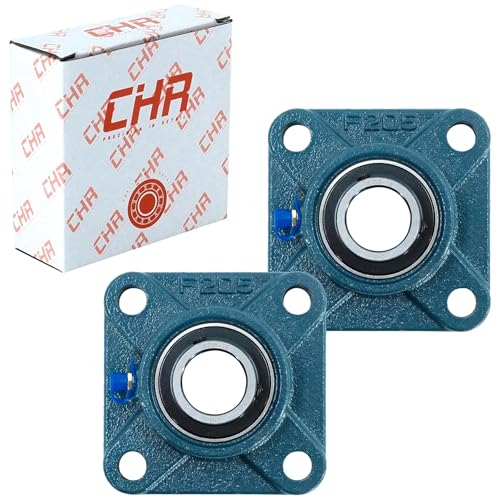 Image of CHR 2 Pack UCF205-16 Pillow Block Bearings | Square Flange Mounted Pillow Block Bearings - Chrome Steel with 1 inch Bore | ISO 9001-2015 Certified