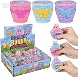 Squeezy Pop Up Bunny in Easter Basket Toy, Assorted Colors, 3 Inch, 12 Pack