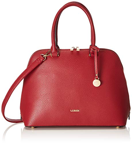 L.CREDI Damen Barbro Schultertasche, Rot (Plum), 13,5x26x34 cm