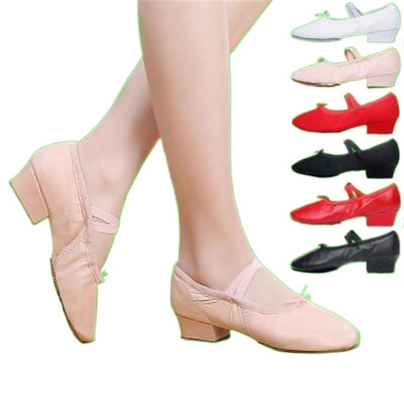 Scarpette Da Ballo Scarpe da ballo di qualità for le donne in pelle con tacco medio, ragazze, balletto, danza del ventre, yoga, scarpe, insegnante