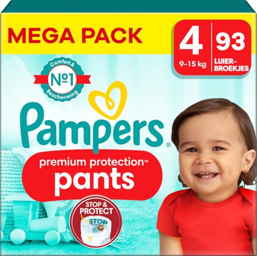 Pampers - Pantalones Premium Protection - Talla 4 - Mega Pack - 93 unidades - 9/15 KG