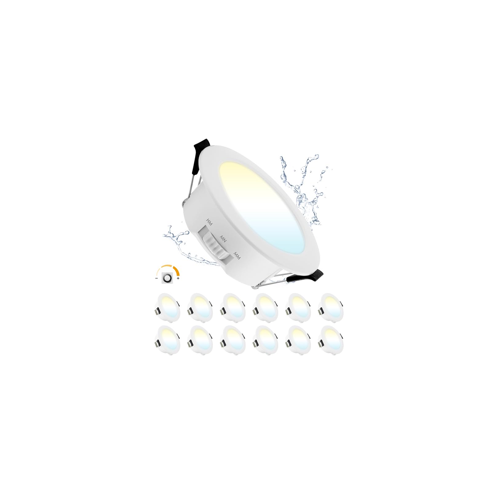 Downlight LED Regulable 12W Ojo de buey led Blanco Cálido/Neutro/Frío IP44 Focos para Sala de Estar Ø123-133mm Agujero Pack de 12